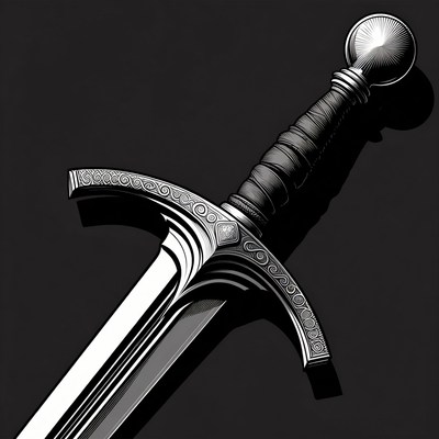 Medieval Sword on Black Background