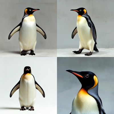King Penguins Standing Poses