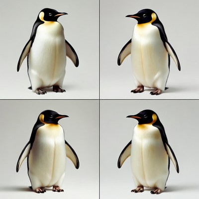 Four King Penguins Standing