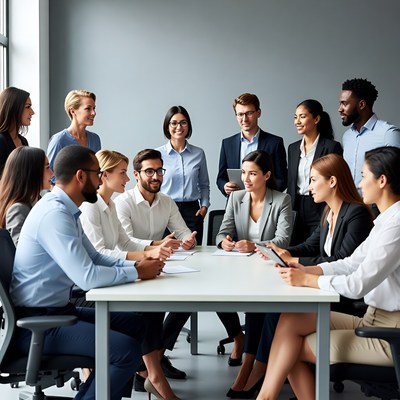 Diverse team in business meeting