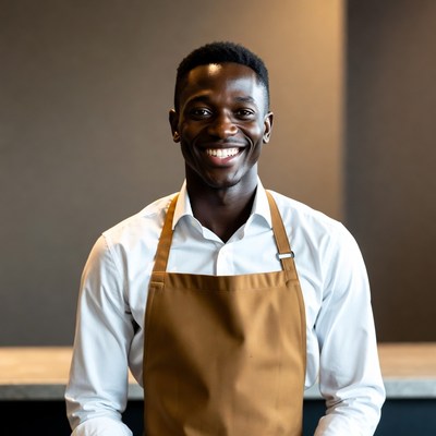Smiling African-American man in apron