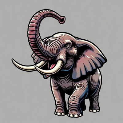 Elephant trumpeting with raised trunk