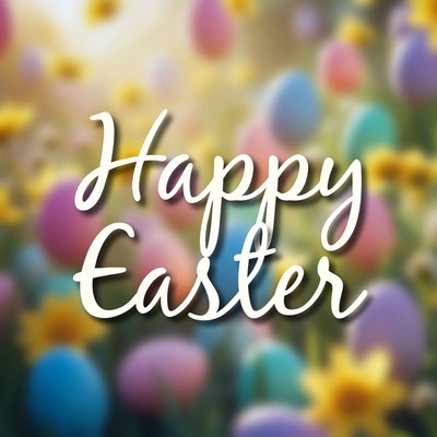 Happy Easter with Colorful Eggs