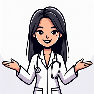 Asian woman doctor spreading arms