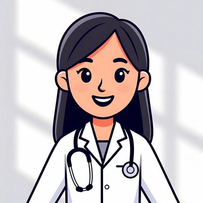 Smiling Asian female doctor illustration