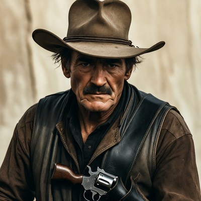 Cowboy holding revolver