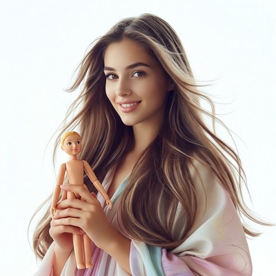 Woman holding blonde doll