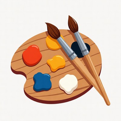 Artist Palette with Paintbrushes