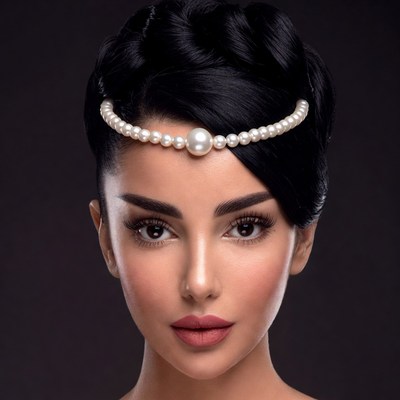 Woman with pearl headband hairstyle