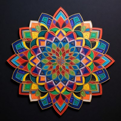 Colorful Mandala on Black Background