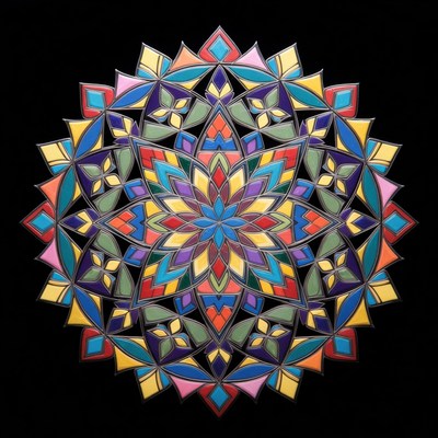 Colorful Mandala on Black Background