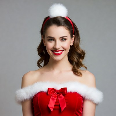 Woman in red Santa dress