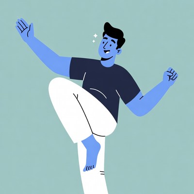 Cartoon man dancing joyfully