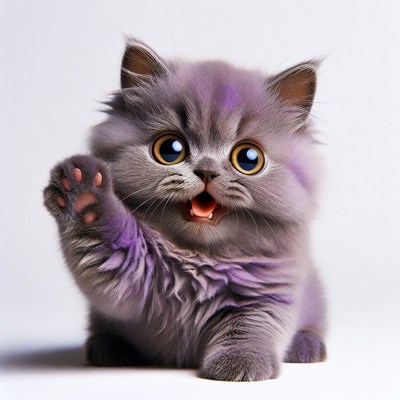 Purple British Shorthair Kitten Waving Paw