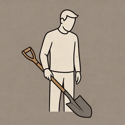 Man holding shovel illustration