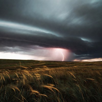 Lightning Storm Over Wheat Field