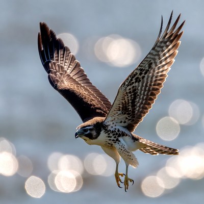 Falcon flying with wings spread
