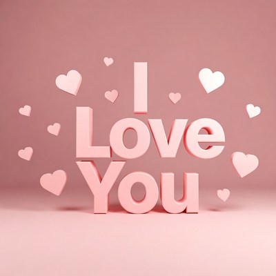 I Love You with Pink Hearts