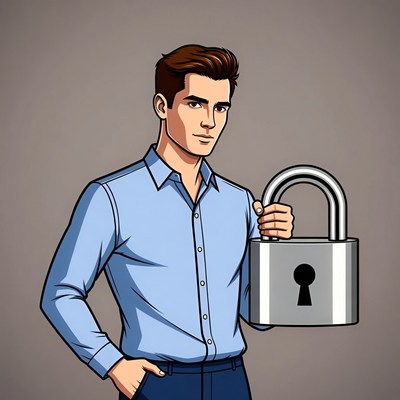 Man holding large padlock