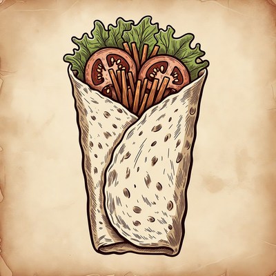 Wrap with lettuce and fries