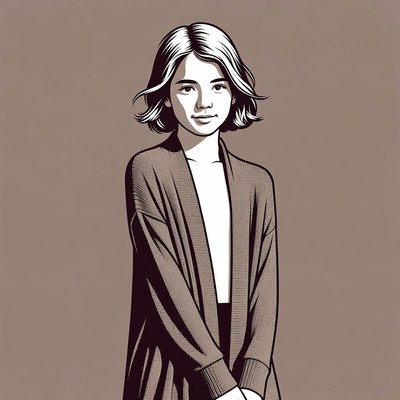 Young Asian girl in cardigan