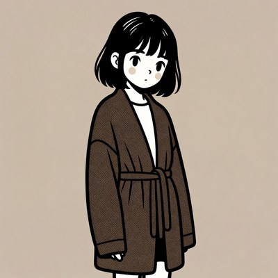 Anime girl in brown cardigan