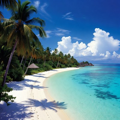 Tropical beach with palm trees