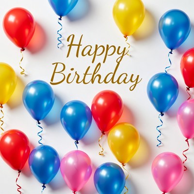 Happy Birthday Balloons on White