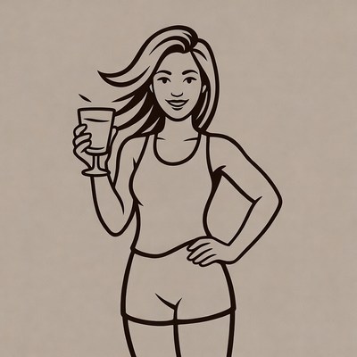 Woman holding wine glass illustration