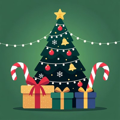 Decorated Christmas Tree with Gifts