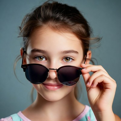 Girl smiling holding sunglasses