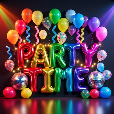 Party Time Balloons Backdrop