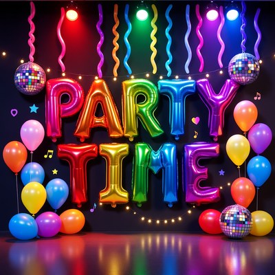 Party Time Balloons Backdrop
