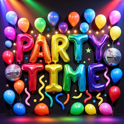 Party Time Balloons and Disco Ball