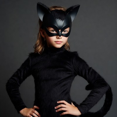 Girl in black cat costume