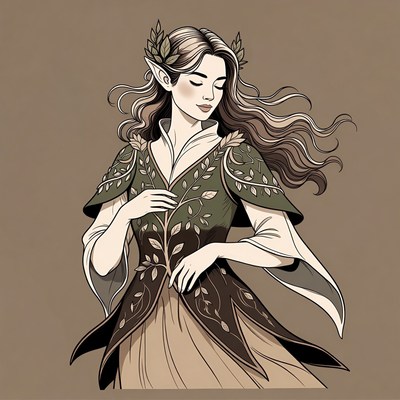 Fantasy Elf Woman in Leaf Dress