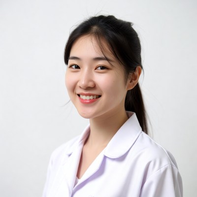 Asian woman in white nurse uniform