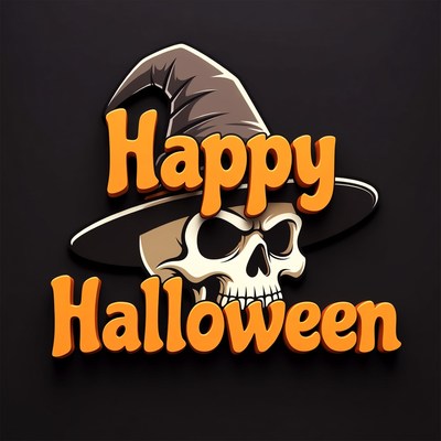 Happy Halloween Skull Witch Hat