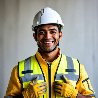 Smiling construction worker in hard hat