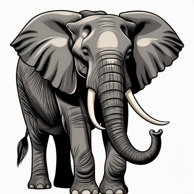Elephant illustration on white background