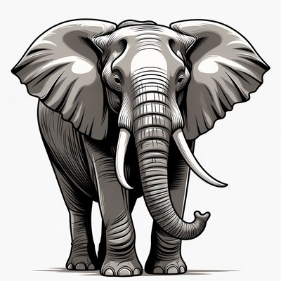 Elephant illustration with large tusks