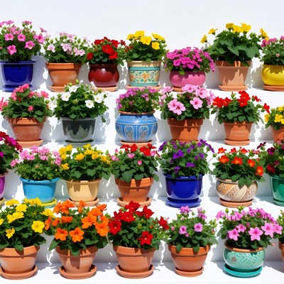 Colorful Potted Flowers Display