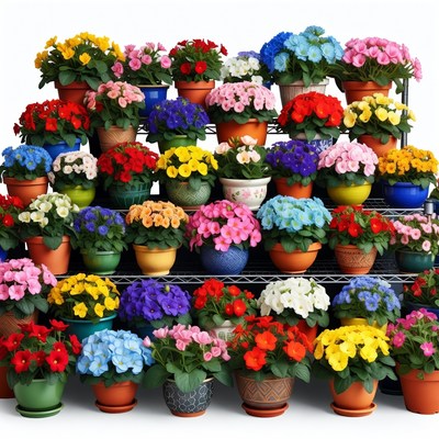 Colorful Potted Geraniums Display