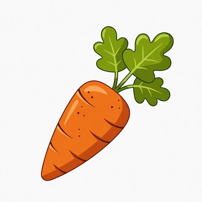 Cartoon carrot with green leaves