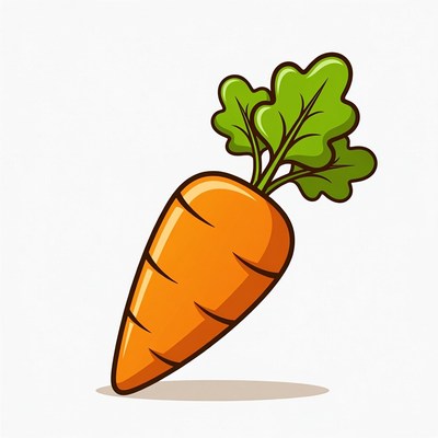 Cartoon carrot with green leaves