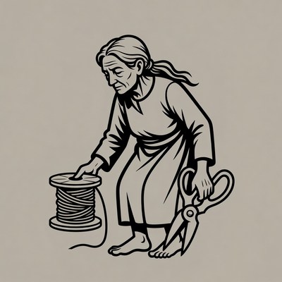 Elderly woman cutting thread with scissors