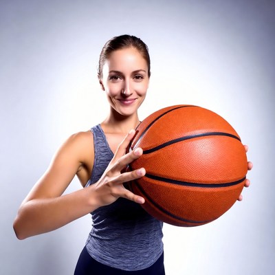 Woman holding basketball