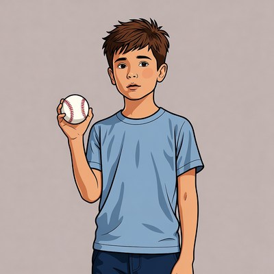 Boy holding baseball