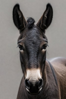 Close-up donkey with tufted mane