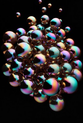 Cluster of Iridescent Metallic Bubbles